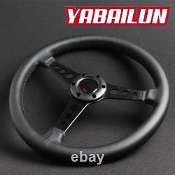 14'' 350mm Modified PU Leather Racing Quick Release Steering Wheel Universal
