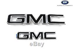 2015-2019 GMC Yukon Black Emblem Kit 84395036 Front & Rear Genuine OEM GM