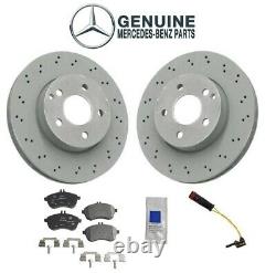 For Mercedes W204 C250 Set of 2 Front Vented Rotors with Pads & Sensor Genuine Kit