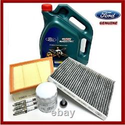 Genuine Ford B-Max 2012-2017 1.0 Oil, Air, Pollen, Spark Plugs, Oil Service Kit