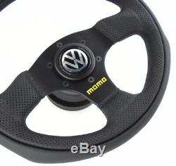 Genuine Momo Team 280mm leather steering wheel, hub kit and horn. Volkswagen VW