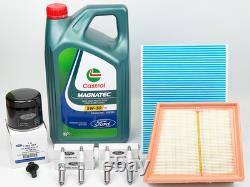 Genuine Oil Air Cabin Filter Spark Plug Set of 4 Castrol 5W30 5L For Ford Fiesta
