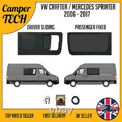 VW Crafter 06-17 Driver side SLIDING Passenger side FIXED Windows + Kit + U-Trim