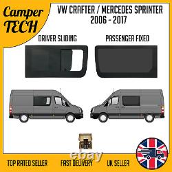 VW Crafter 06-17 Driver side SLIDING Passenger side FIXED Windows + Kit + U-Trim