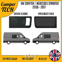 VW Crafter 06-17 Driver side SLIDING Passenger side FIXED Windows + Kit + U-Trim