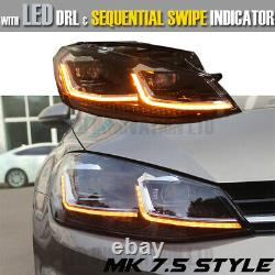 VW GOLF MK7.5 Chrome HEAD Lamps LED DRL BI XENON GTD SWIPE SEQUENTIAL INDICATOR