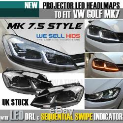 VW GOLF MK7 MK7.5 HEAD Lamps LED DRL BI XENON GTD SWIPE SEQUENTIAL INDICATOR UK