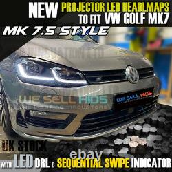 VW MK7.5 HEADLAMPS for MK7 GOLF LED DRL BI XENON GTD SWIPE SEQUENTIAL INDICATOR