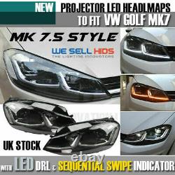 VW MK7.5 HEADLAMPS for MK7 GOLF LED DRL BI XENON GTD SWIPE SEQUENTIAL INDICATOR