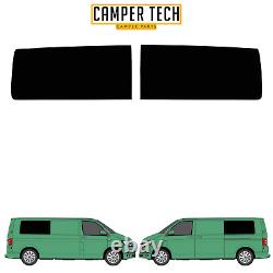 VW T6 LWB Pair of BLACK OUT FAKE Rear Quarter Windows With Fit Kit