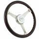 15 Inch Real Wood Stainless Steel Banjo Steering Wheel & Horn Kit- Chevy & Plus