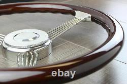 15 Inch Real Wood Stainless Steel Banjo Steering Wheel & Horn Kit- Chevy & Plus