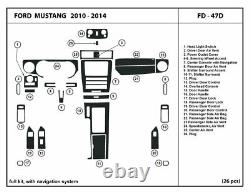Dash Trim Kit Pour Ford Mustang 10 -14 Avec Intérieur De Navigation Fibre De Carbone Réel