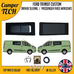 Fenêtre FIXE PASSAGER COULISSANT CONDUCTEUR Ford Transit Custom + Kit de collage + U TRIM