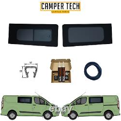 Fenêtre FIXE PASSAGER COULISSANT CONDUCTEUR Ford Transit Custom + Kit de collage + U TRIM