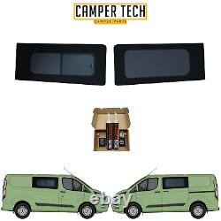 Fenêtre FIXE PASSAGER COULISSANT CONDUCTEUR Ford Transit Custom + Kit de collage + U TRIM