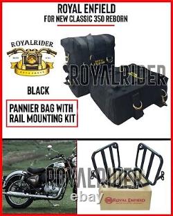 Royal Enfield New Classic 350 Reborn Black Pannier Pair & Mounting Kit