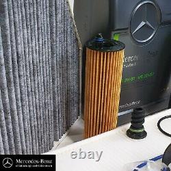 Véritable kit de service Mercedes pour moteur diesel OM654, comprenant de l'huile et des filtres.