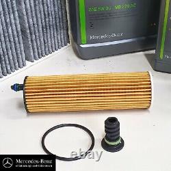 Véritable kit de service Mercedes pour moteur diesel OM654, comprenant de l'huile et des filtres.