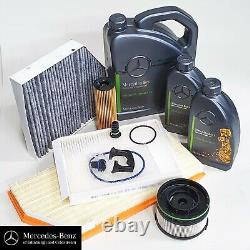 Véritable kit de service Mercedes pour moteur diesel OM654, comprenant de l'huile et des filtres.